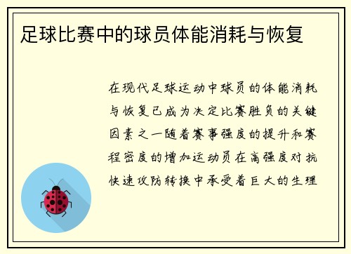 足球比赛中的球员体能消耗与恢复